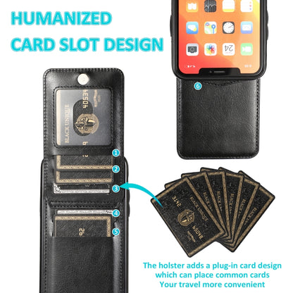 For iPhone 11 Solid Color PC + TPU Protective Case with Holder & Card Slots (Black) - iPhone 11 Cases by buy2fix | Online Shopping UK | buy2fix