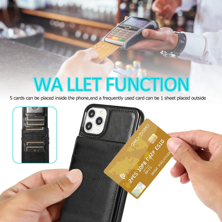 For iPhone 11 Solid Color PC + TPU Protective Case with Holder & Card Slots (Black) - iPhone 11 Cases by buy2fix | Online Shopping UK | buy2fix