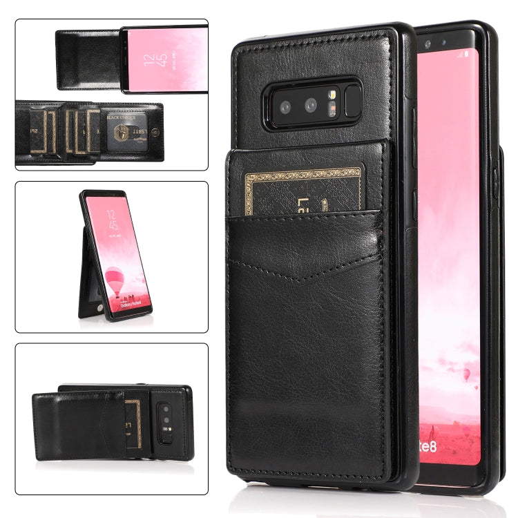 For Samsung Galaxy Note 8 Solid Color PC + TPU Protective Case with Holder & Card Slots(Black) by buy2fix