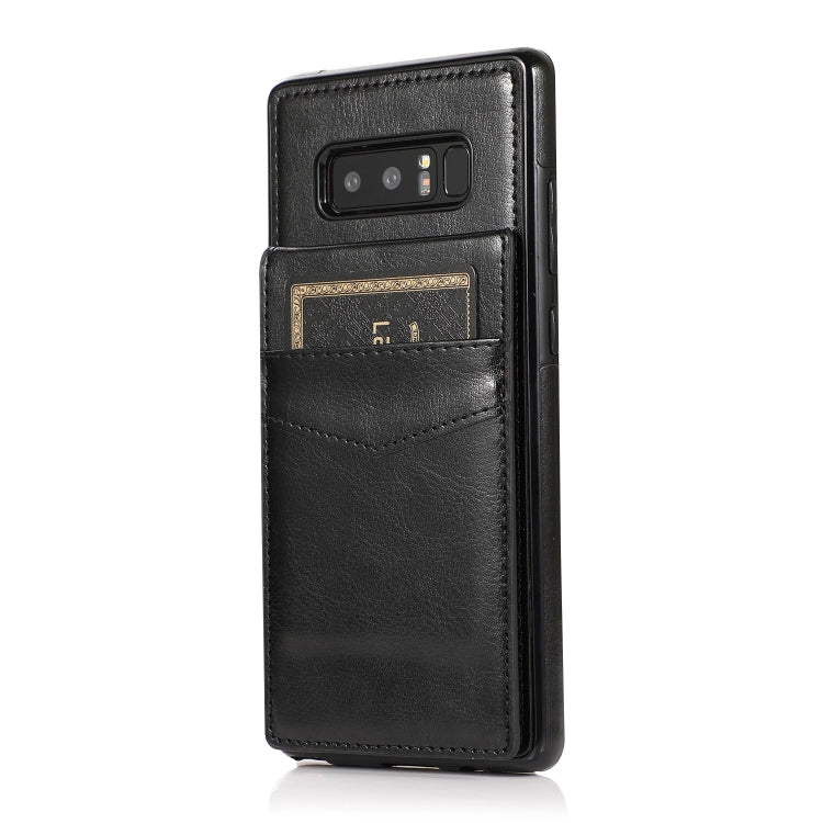 For Samsung Galaxy Note 8 Solid Color PC + TPU Protective Case with Holder & Card Slots(Black) by buy2fix