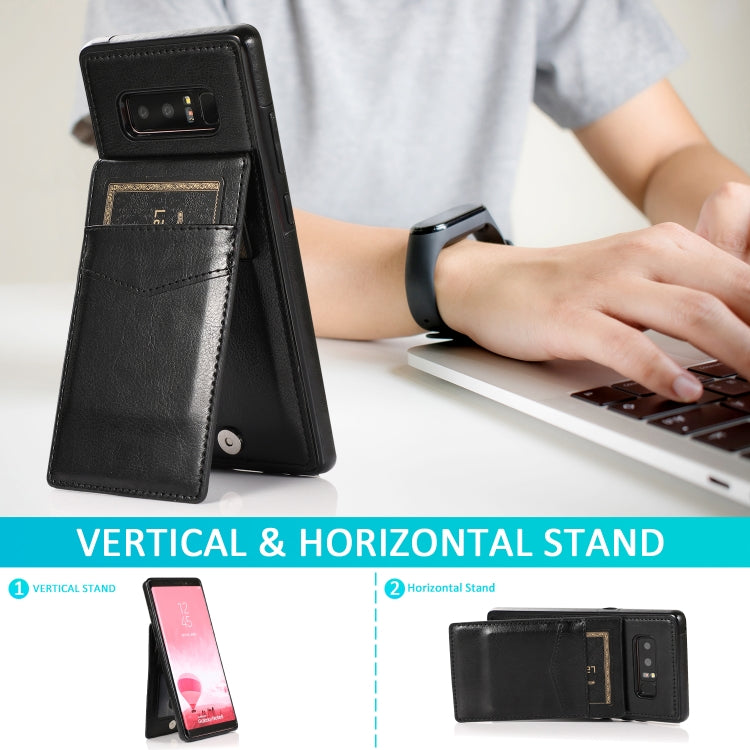 For Samsung Galaxy Note 8 Solid Color PC + TPU Protective Case with Holder & Card Slots(Black) by buy2fix