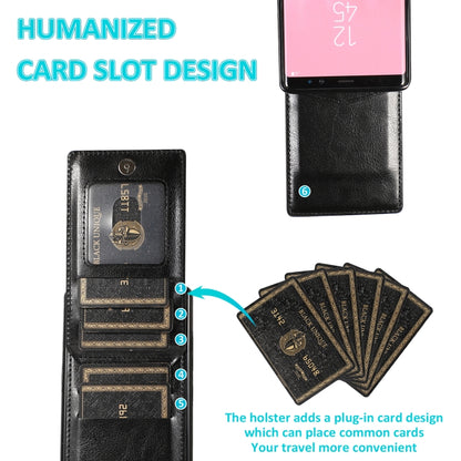 For Samsung Galaxy Note 8 Solid Color PC + TPU Protective Case with Holder & Card Slots(Black) by buy2fix