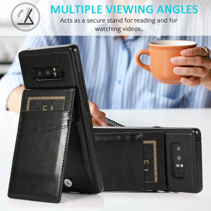 For Samsung Galaxy Note 8 Solid Color PC + TPU Protective Case with Holder & Card Slots(Black) by buy2fix