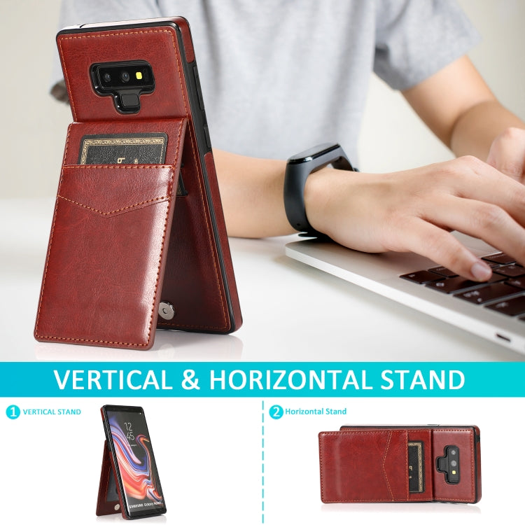 For Samsung Galaxy Note9 Solid Color PC + TPU Protective Case with Holder & Card Slots(Brown) by buy2fix