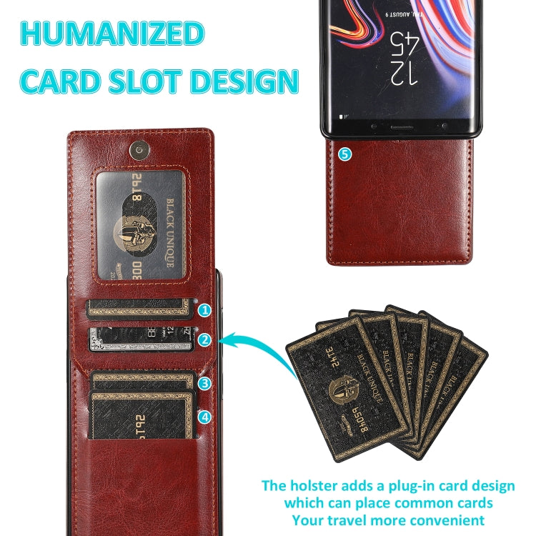 For Samsung Galaxy Note9 Solid Color PC + TPU Protective Case with Holder & Card Slots(Brown) by buy2fix