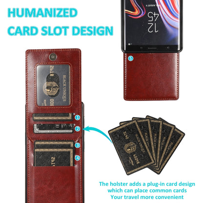 For Samsung Galaxy Note9 Solid Color PC + TPU Protective Case with Holder & Card Slots(Brown) by buy2fix