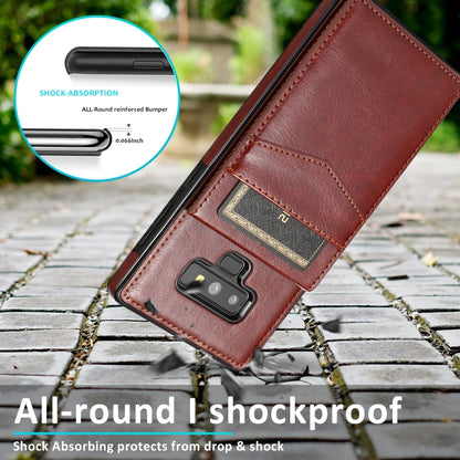 For Samsung Galaxy Note9 Solid Color PC + TPU Protective Case with Holder & Card Slots(Brown) by buy2fix