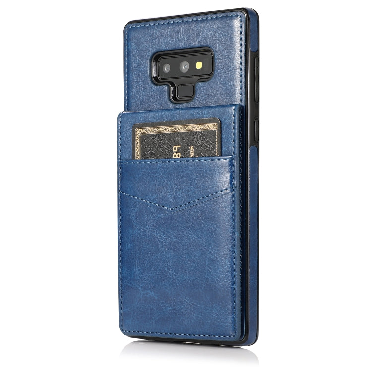 For Samsung Galaxy Note9 Solid Color PC + TPU Protective Case with Holder & Card Slots(Blue) by buy2fix
