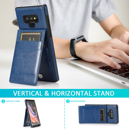 For Samsung Galaxy Note9 Solid Color PC + TPU Protective Case with Holder & Card Slots(Blue) by buy2fix