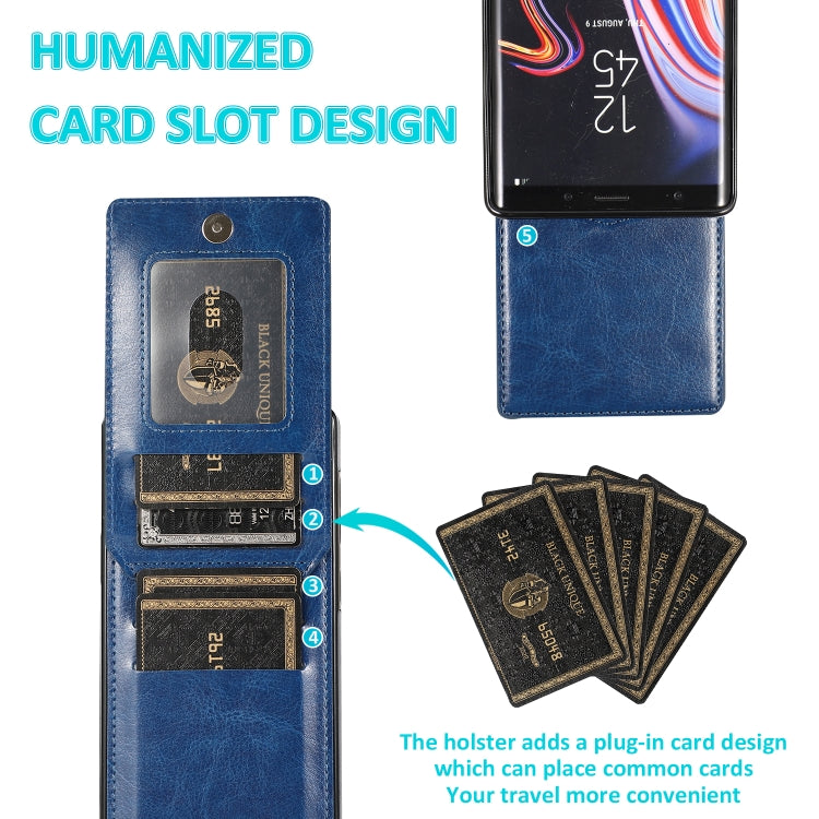 For Samsung Galaxy Note9 Solid Color PC + TPU Protective Case with Holder & Card Slots(Blue) by buy2fix