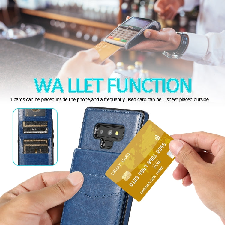 For Samsung Galaxy Note9 Solid Color PC + TPU Protective Case with Holder & Card Slots(Blue) by buy2fix