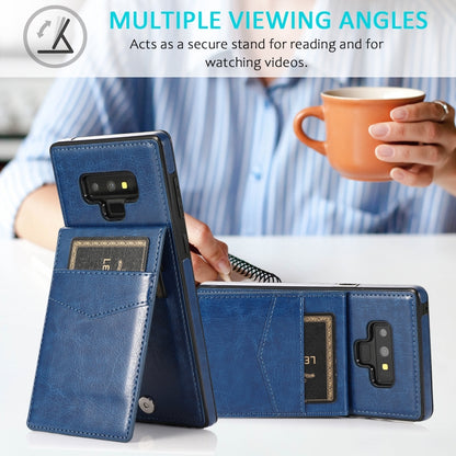 For Samsung Galaxy Note9 Solid Color PC + TPU Protective Case with Holder & Card Slots(Blue) by buy2fix