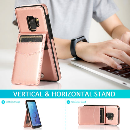 For Samsung Galaxy S9 Solid Color PC + TPU Protective Case with Holder & Card Slots(Rose Gold) by buy2fix