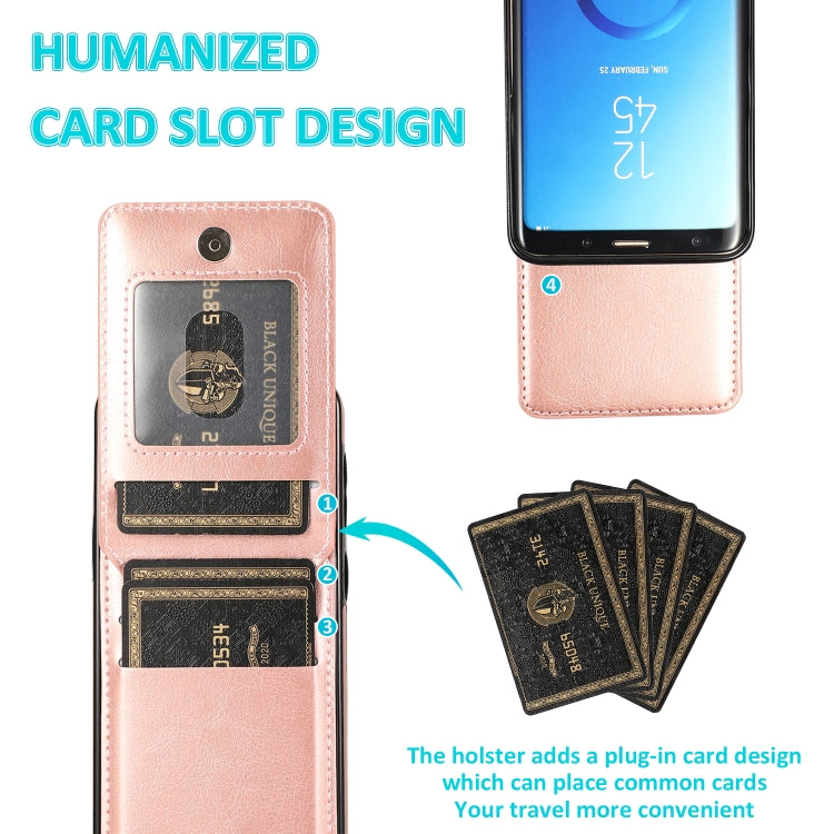 For Samsung Galaxy S9 Solid Color PC + TPU Protective Case with Holder & Card Slots(Rose Gold) by buy2fix