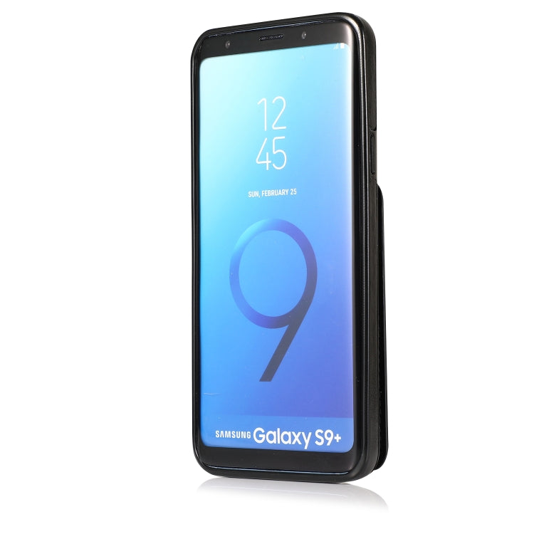 For Samsung Galaxy S9 Plus Solid Color PC + TPU Protective Case with Holder & Card Slots(Black) by buy2fix