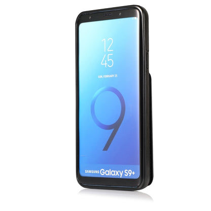 For Samsung Galaxy S9 Plus Solid Color PC + TPU Protective Case with Holder & Card Slots(Black) by buy2fix