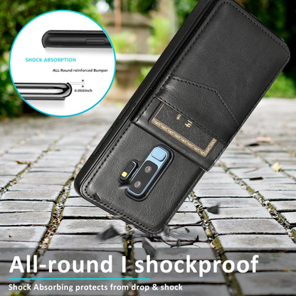 For Samsung Galaxy S9 Plus Solid Color PC + TPU Protective Case with Holder & Card Slots(Black) by buy2fix