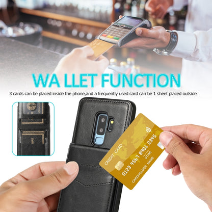 For Samsung Galaxy S9 Plus Solid Color PC + TPU Protective Case with Holder & Card Slots(Black) by buy2fix
