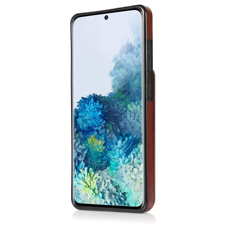 For Samsung Galaxy S20 Solid Color PC + TPU Protective Case with Holder & Card Slots(Brown) by buy2fix