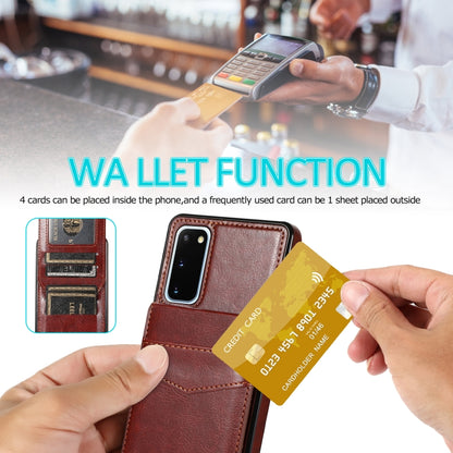 For Samsung Galaxy S20 Solid Color PC + TPU Protective Case with Holder & Card Slots(Brown) by buy2fix