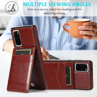 For Samsung Galaxy S20 Solid Color PC + TPU Protective Case with Holder & Card Slots(Brown) by buy2fix