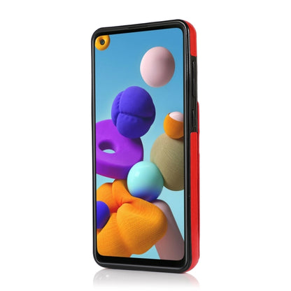 For Samsung Galaxy A21s Solid Color PC + TPU Protective Case with Holder & Card Slots(Red) by buy2fix