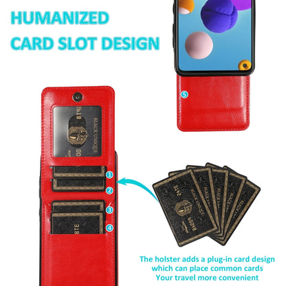 For Samsung Galaxy A21s Solid Color PC + TPU Protective Case with Holder & Card Slots(Red) by buy2fix
