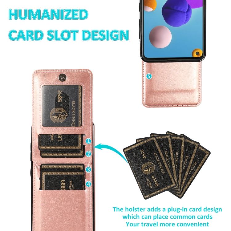 For Samsung Galaxy A21s Solid Color PC + TPU Protective Case with Holder & Card Slots(Rose Gold) by buy2fix