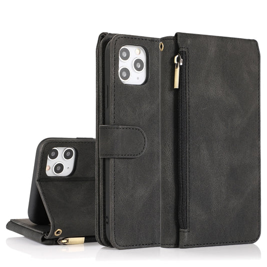 For iPhone 11 Pro Max Skin-feel Crazy Horse Texture Zipper Wallet Bag Horizontal Flip Leather Case with Holder & Card Slots & Wallet & Lanyard (Black) - iPhone 11 Pro Max Cases by buy2fix | Online Shopping UK | buy2fix