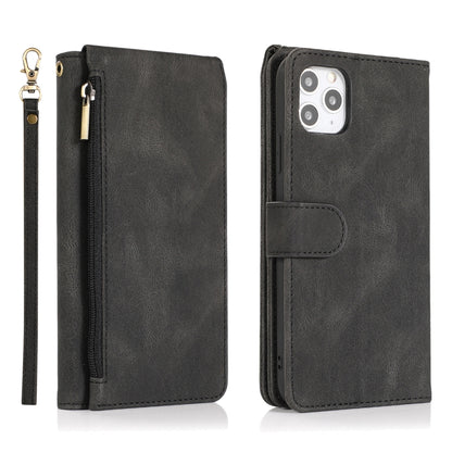 For iPhone 11 Pro Max Skin-feel Crazy Horse Texture Zipper Wallet Bag Horizontal Flip Leather Case with Holder & Card Slots & Wallet & Lanyard (Black) - iPhone 11 Pro Max Cases by buy2fix | Online Shopping UK | buy2fix