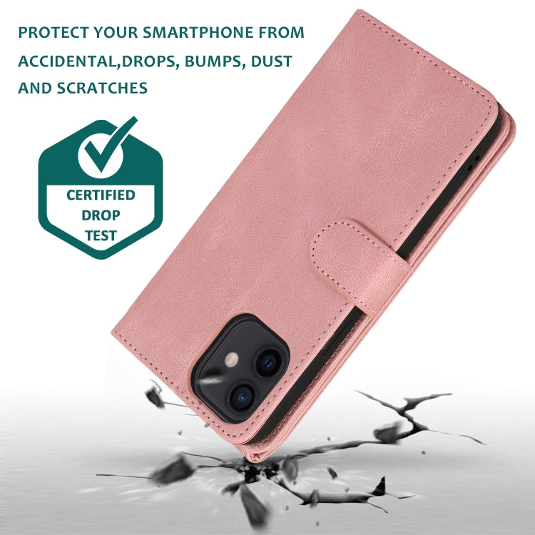For iPhone 12 / 12 Pro Skin-feel Crazy Horse Texture Zipper Wallet Bag Horizontal Flip Leather Case with Holder & Card Slots & Wallet & Lanyard(Rose Gold) - iPhone 12 / 12 Pro Cases by buy2fix | Online Shopping UK | buy2fix