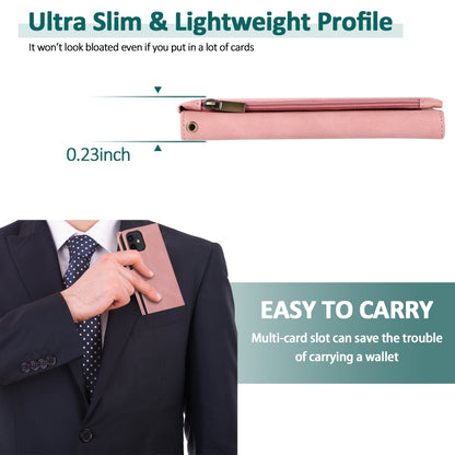 For iPhone 12 / 12 Pro Skin-feel Crazy Horse Texture Zipper Wallet Bag Horizontal Flip Leather Case with Holder & Card Slots & Wallet & Lanyard(Rose Gold) - iPhone 12 / 12 Pro Cases by buy2fix | Online Shopping UK | buy2fix