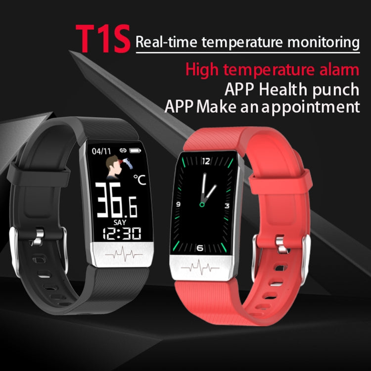 T1S 1.14 inch Screen IP67 Waterproof Smart Bracelet, Support Blood Oxygen Monitoring / Body Temperature Monitoring / Heart Rate Monitoring(Black) by buy2fix