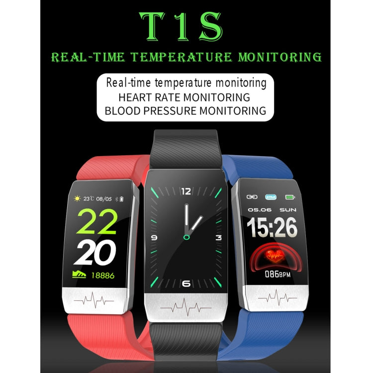 T1S 1.14 inch Screen IP67 Waterproof Smart Bracelet, Support Blood Oxygen Monitoring / Body Temperature Monitoring / Heart Rate Monitoring(Black) by buy2fix
