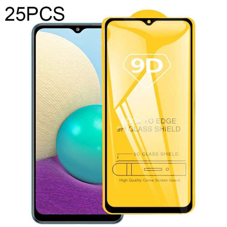 For Samsung Galaxy A02 25 PCS 9D Full Glue Full Screen Tempered Glass Film - Galaxy Tempered Glass by buy2fix | Online Shopping UK | buy2fix