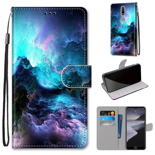For Nokia 2.4 Coloured Drawing Cross Texture Horizontal Flip PU Leather Case with Holder & Card Slots & Wallet & Lanyard(Colorful Clouds) - Nokia Cases by buy2fix | Online Shopping UK | buy2fix