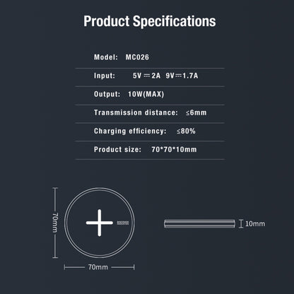 NILLKIN MC026 Portable Button Fast Charging Wireless Charger(Black) by NILLKIN