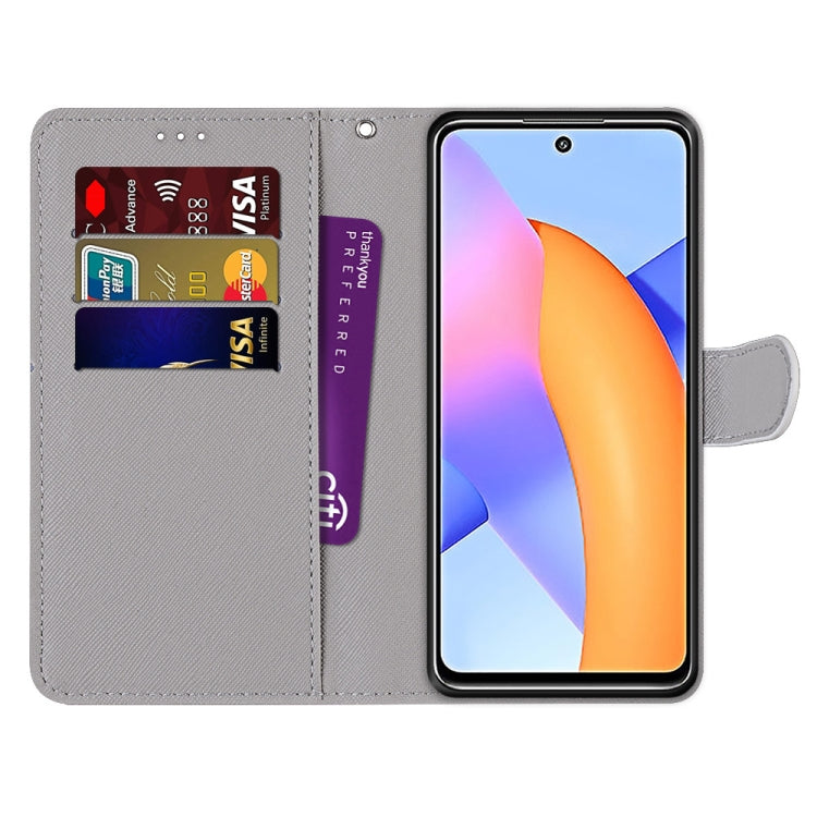 For Honor 10X Lite Coloured Drawing Cross Texture Horizontal Flip PU Leather Case with Holder & Card Slots & Wallet & Lanyard(Wood Red Rose) by buy2fix