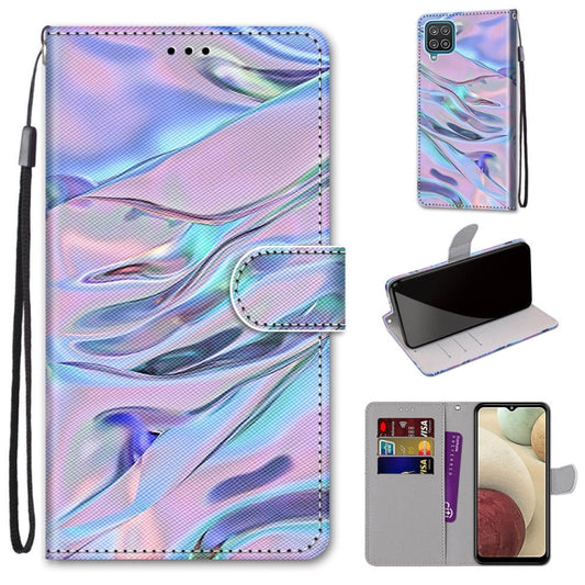 For Samsung Galaxy A12 / M12 Coloured Drawing Cross Texture Horizontal Flip PU Leather Case with Holder & Card Slots & Wallet & Lanyard(Fluorescent Water Texture) - Galaxy Phone Cases by buy2fix | Online Shopping UK | buy2fix