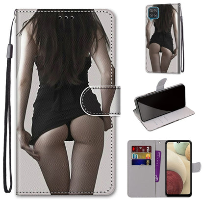 For Samsung Galaxy A12 / M12 Coloured Drawing Cross Texture Horizontal Flip PU Leather Case with Holder & Card Slots & Wallet & Lanyard(Upskirt) by buy2fix