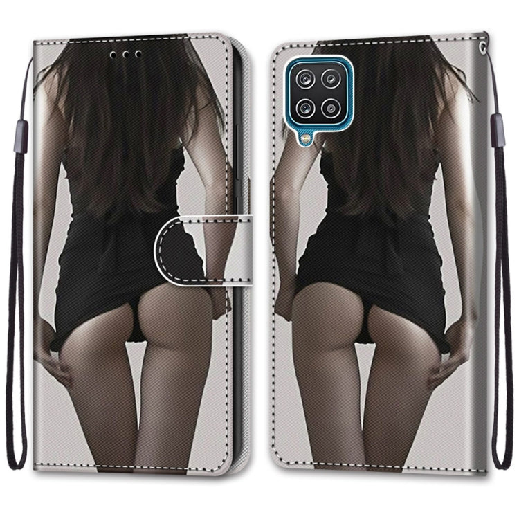 For Samsung Galaxy A12 / M12 Coloured Drawing Cross Texture Horizontal Flip PU Leather Case with Holder & Card Slots & Wallet & Lanyard(Upskirt) by buy2fix