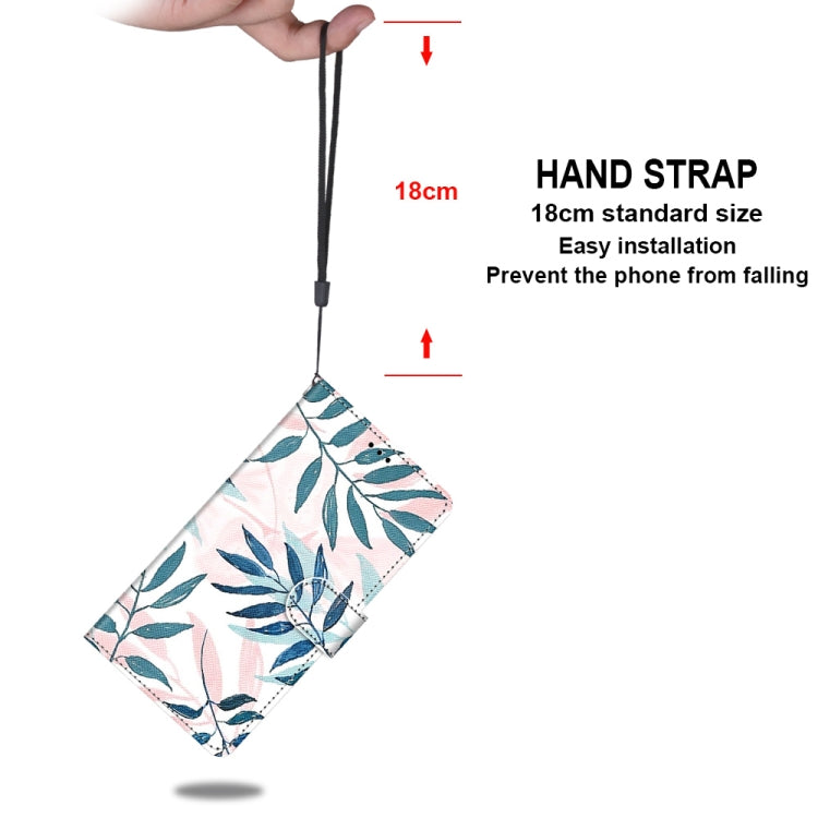 For Samsung Galaxy A12 / M12 Coloured Drawing Cross Texture Horizontal Flip PU Leather Case with Holder & Card Slots & Wallet & Lanyard(Pink Green Leaf) by buy2fix