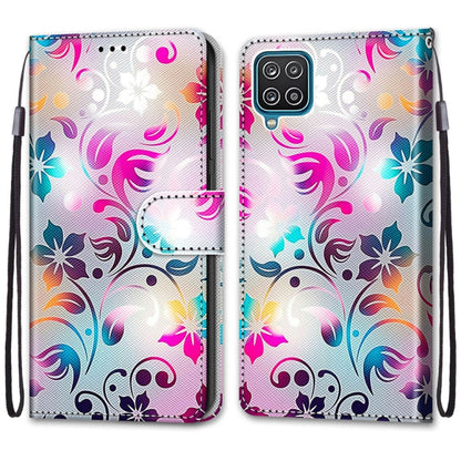 For Samsung Galaxy A12 / M12 Coloured Drawing Cross Texture Horizontal Flip PU Leather Case with Holder & Card Slots & Wallet & Lanyard(Gradient Colorful Flower) by buy2fix