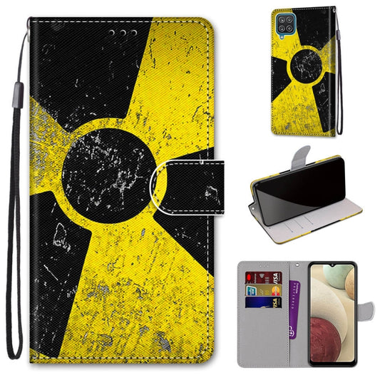 For Samsung Galaxy A12 / M12 Coloured Drawing Cross Texture Horizontal Flip PU Leather Case with Holder & Card Slots & Wallet & Lanyard(Yellow Black Logo) by buy2fix