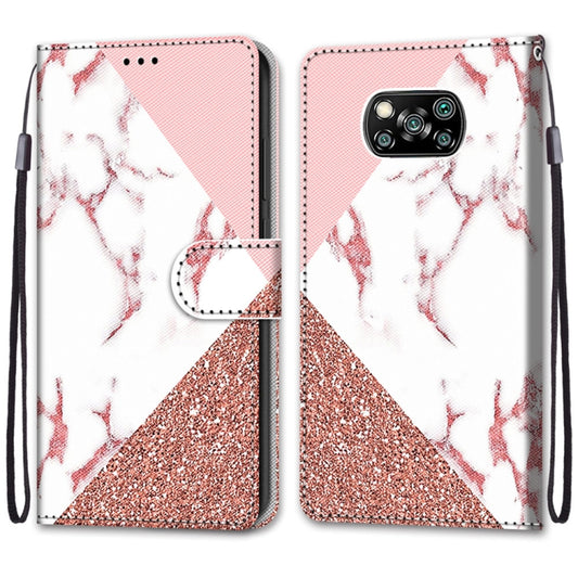 For Xiaomi Poco X3 NPC Coloured Drawing Cross Texture Horizontal Flip PU Leather Case with Holder & Card Slots & Wallet & Lanyard(Pink Stone Texture) - Xiaomi Cases by buy2fix | Online Shopping UK | buy2fix
