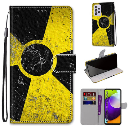 For Samsung Galaxy A52 5G Coloured Drawing Cross Texture Horizontal Flip PU Leather Case with Holder & Card Slots & Wallet & Lanyard(Yellow Black Logo) by buy2fix