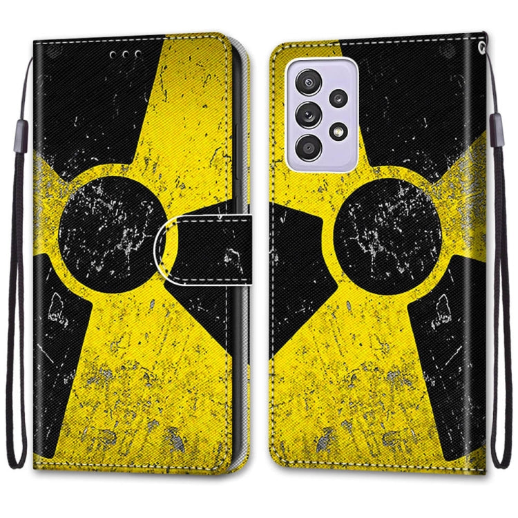 For Samsung Galaxy A52 5G Coloured Drawing Cross Texture Horizontal Flip PU Leather Case with Holder & Card Slots & Wallet & Lanyard(Yellow Black Logo) by buy2fix
