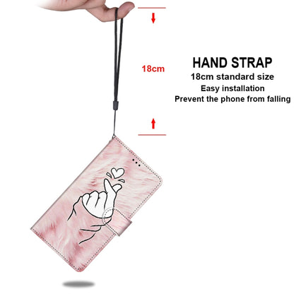 For Samsung Galaxy A52 5G Coloured Drawing Cross Texture Horizontal Flip PU Leather Case with Holder & Card Slots & Wallet & Lanyard(Pink Hands Heart) by buy2fix