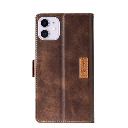 For iPhone 11 Retro Texture Contrast Color Side Buckle Horizontal Flip Leather Case with Holder & Card Slots & Wallet (Brown) - iPhone 11 Cases by buy2fix | Online Shopping UK | buy2fix