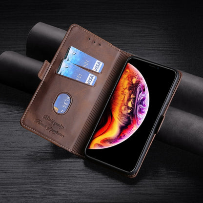For iPhone 11 Retro Texture Contrast Color Side Buckle Horizontal Flip Leather Case with Holder & Card Slots & Wallet (Brown) - iPhone 11 Cases by buy2fix | Online Shopping UK | buy2fix